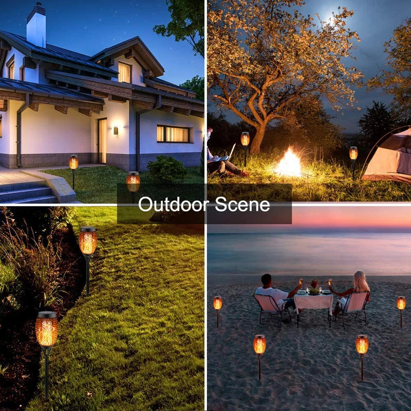 12 LED Solar Flame Torch Light Flickering Light Waterproof Landscape   Outdoor Lawn Path Yard Patio Floor Lamp Garden Decoration