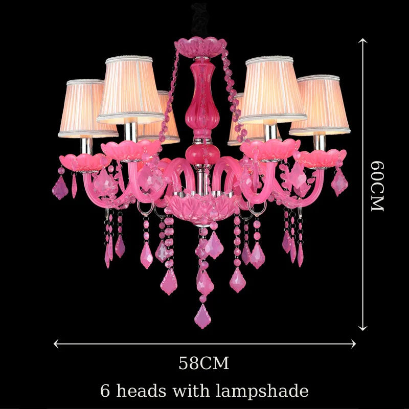 Colorful Crystal Chandelier Dining Table Bedroom Living Room Home Decor Hanging Lamp KTV Bar Restaurant Pink Pendant Lights