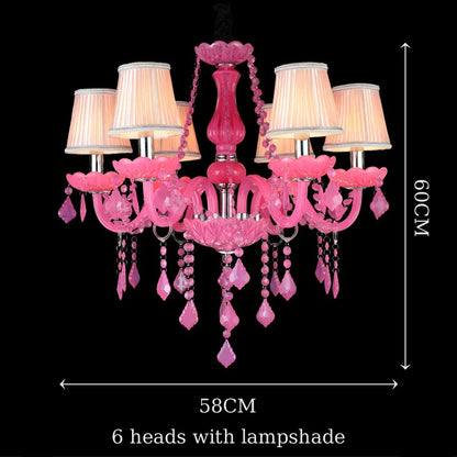 Colorful Crystal Chandelier Dining Table Bedroom Living Room Home Decor Hanging Lamp KTV Bar Restaurant Pink Pendant Lights