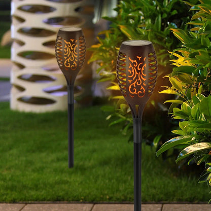 12 LED Solar Flame Torch Light Flickering Light Waterproof Landscape   Outdoor Lawn Path Yard Patio Floor Lamp Garden Decoration