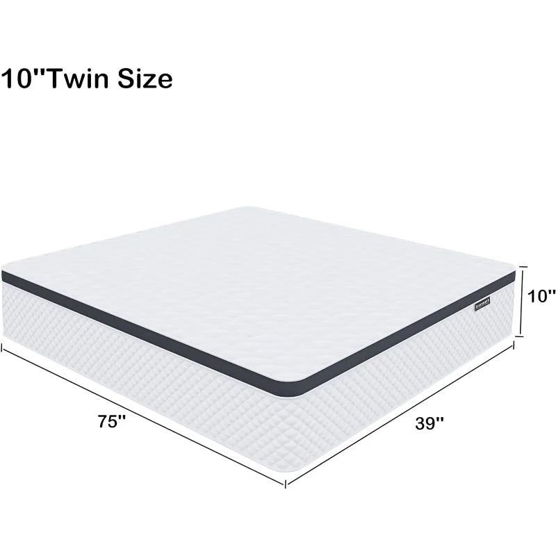 10 Inch Queen Mattress in a Box, Gel Memory Foam, Individually Wrapped Pocket Coils Springs for Motion Isolation