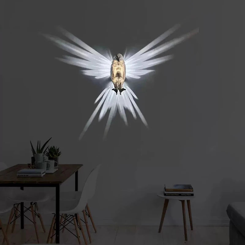 Modern Creative Bird Wall Lamp Owl Eagle Shape Projector Atmosphere Sconce Light 3D Print Body Home Decor Animal Lighting Lustre