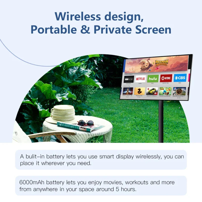 New Portable Indoor 21.5Inch Android Standbyme Moving Smart WiFi Touch Screen Floor Standing Smart TV Lcd  Interactive Display