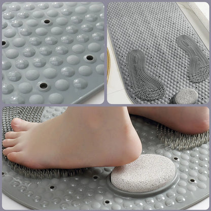 Bathtub Mat Nonslip Bath Tub Shower Mat Shower Foot Scrubber Mat With Natural Pumice Stone Oval Bathtub Mat With Antislip