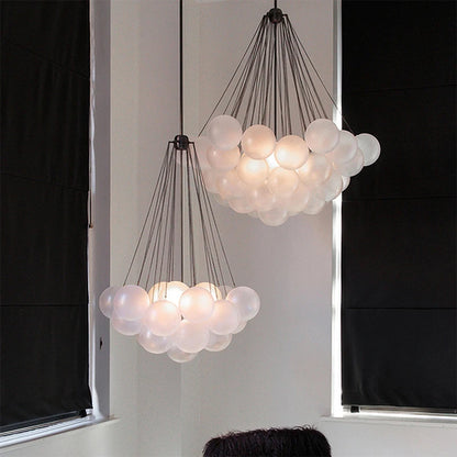 Bubble Glass Chandelier 19/37 Balls Black Gold Chandeliers Modern Pendant Lamp for Dining Room Living Room Decoration