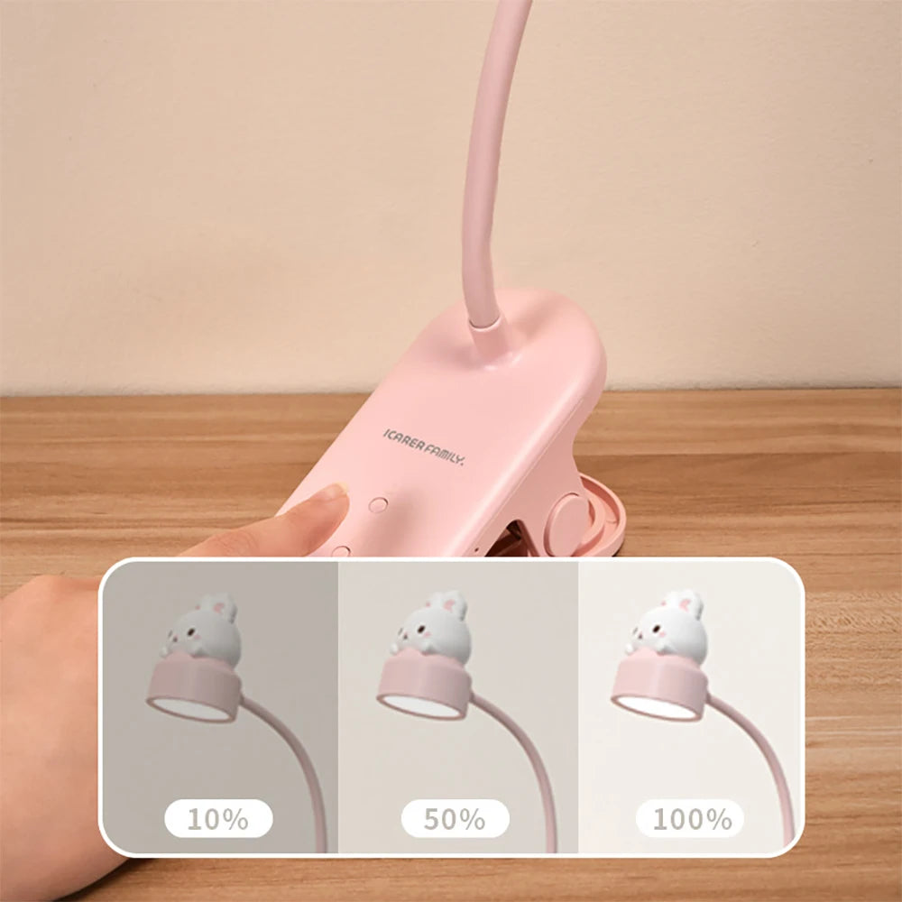 Cartoon Clip On Book Light Cute Usb Rechargeabl Night Light Portable Learn Reading Light Book Lamp Mini Atmosphere Sleeping Lamp