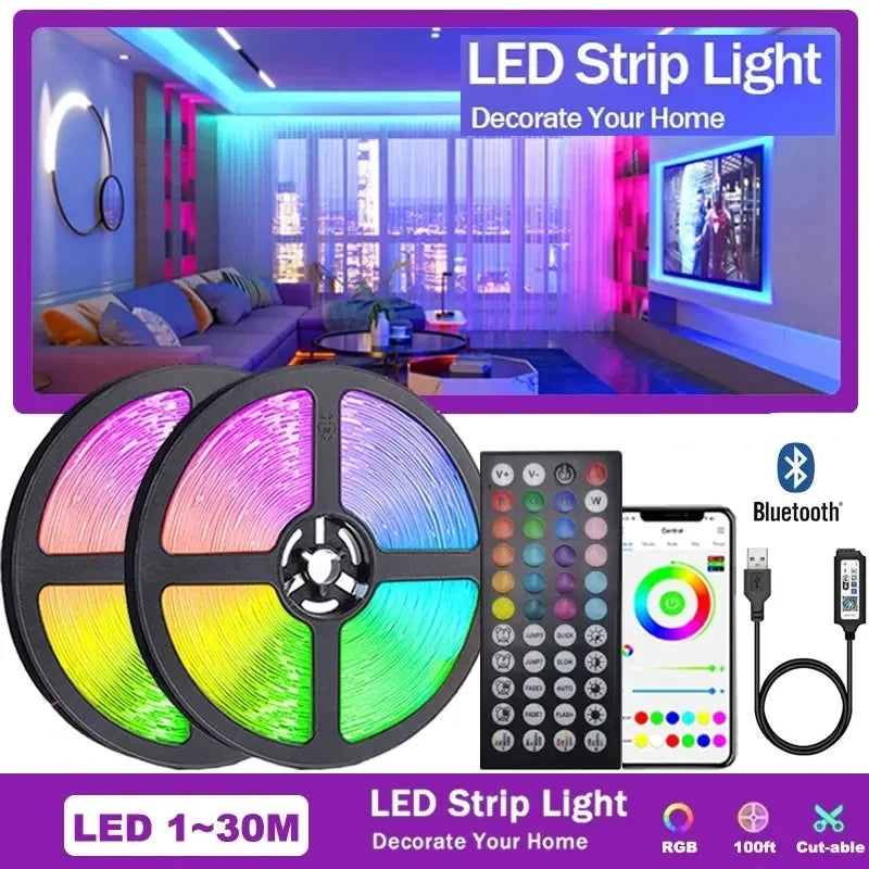 Led Light Plug Strip 20M Wifi 5V 5050 Usb Rgb Tape Ice String Led Room Light Chain Adhesive Decor Backlight Bluetooth Ribbon