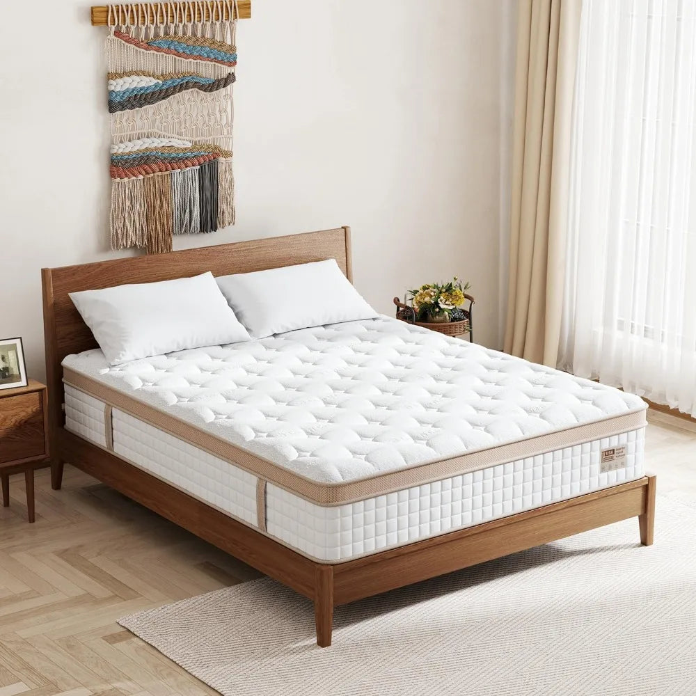 Queen Mattress, 14 Inch Hybrid Mattress in A Box with Gel Memory Foam Pocket Spring Motion Isolation