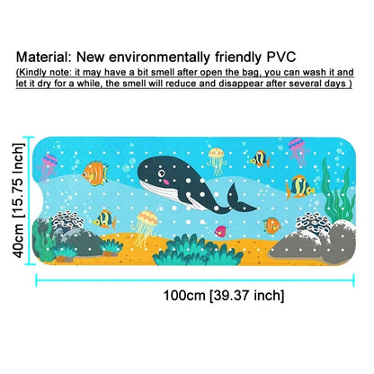 Cute Cartoon Tub Mat Sea World Anti-Skid Shower Bathtub Mats with Sucker Non-Slip Bath Mat Soft Pad Kid's Elder Carpet Rug