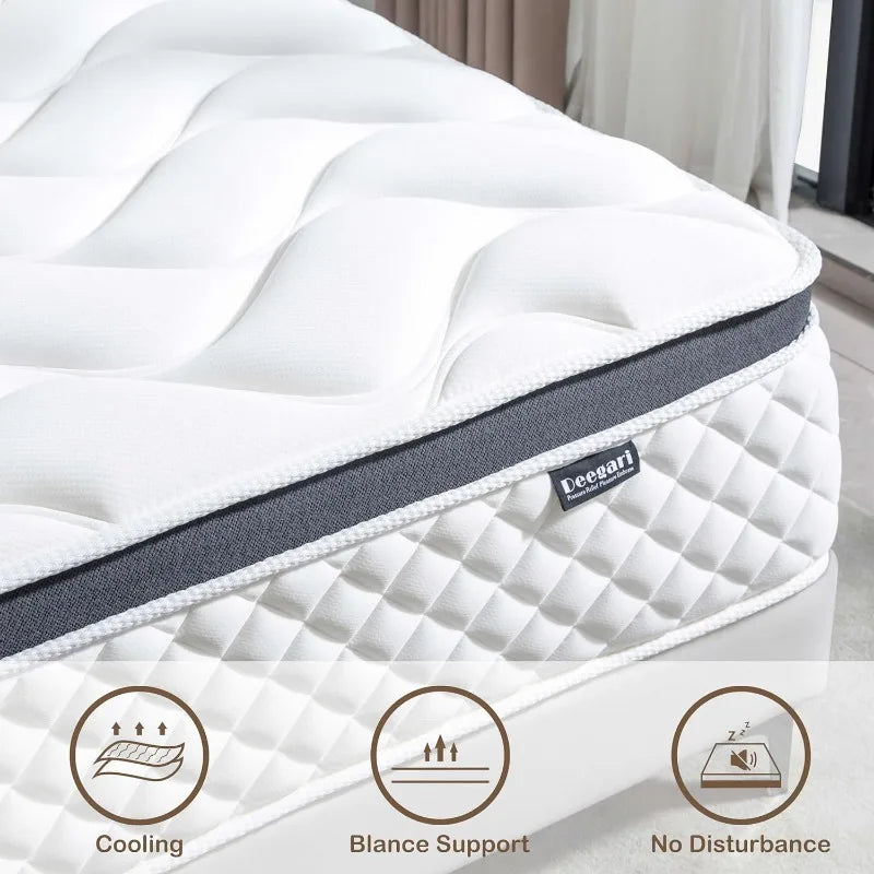 10 Inch Queen Mattress in a Box, Gel Memory Foam, Individually Wrapped Pocket Coils Springs for Motion Isolation