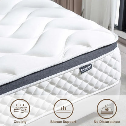 10 Inch Queen Mattress in a Box, Gel Memory Foam, Individually Wrapped Pocket Coils Springs for Motion Isolation