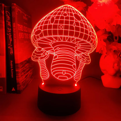 Cute Mushroom Lamp 3D Acrylic Hologram Nightlight for Kids Bedroom Bedside Table Decorative Lights Mushroom Desk Lamps Xmas Gift