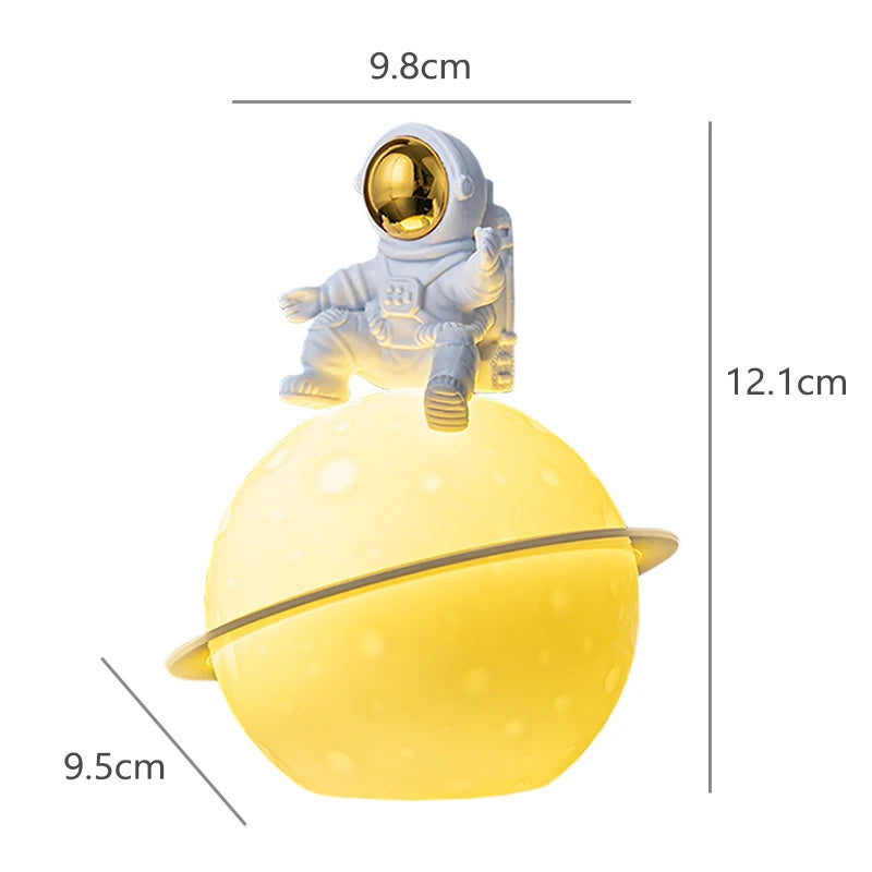 Astronaut Sitting in The Moon Night Light Creative Desktop Luminous Planet Lamp Ornament Home Decoration Birthday Kid Gifts