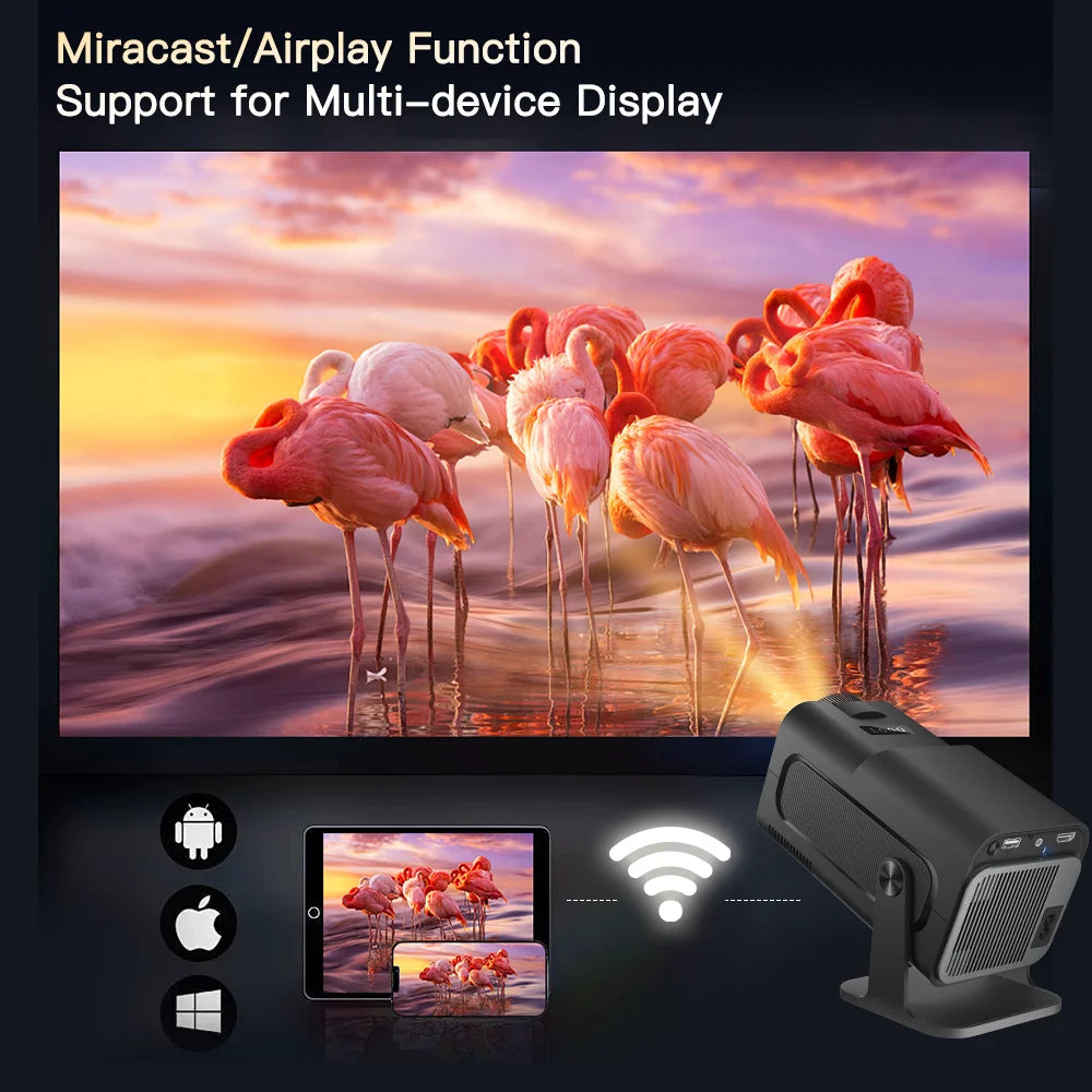 HY320 4K Android 11 Projector Native 1080P 400ANSI Dual WiFi6 BT5.0 Home Cinema Outdoor Portable Projetor LYNCAST Upgrade HY300