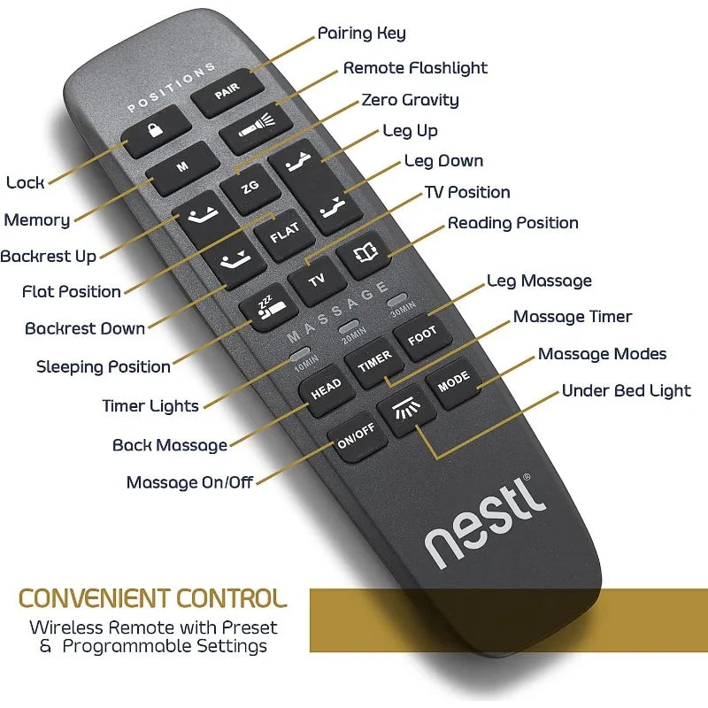 Adjustable Bed Frame, Adjustable Zero Gravity Massage Bed Frame with Wireless Remote, Adjustable Bed Base Head