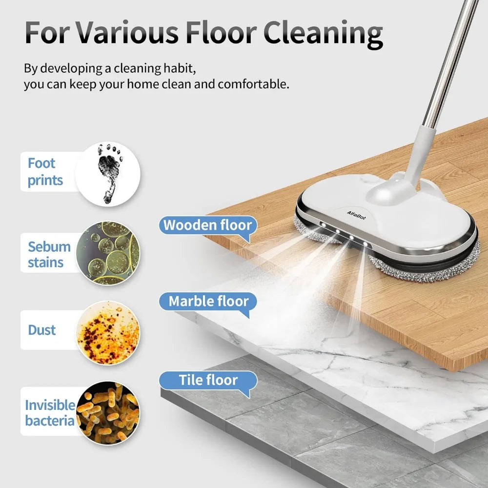 Electric Mop for Floor Cleaning,  Electric Spin Mop, Electric Mop with Water Sprayer and LED Headlight