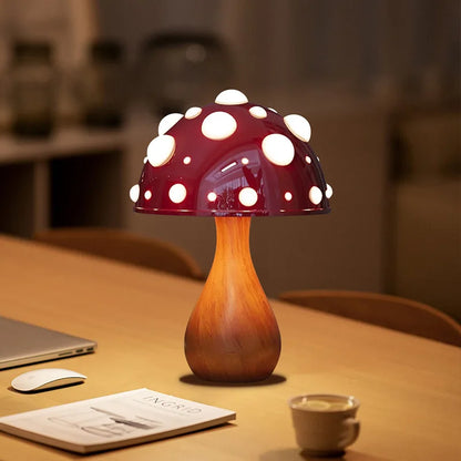 Amanita Mushroom Lamp with LED Tricolored Bulb AC or USB Warm Light Biomimetic Fly Agaric Desk Light for LivingroomBedside Hotel