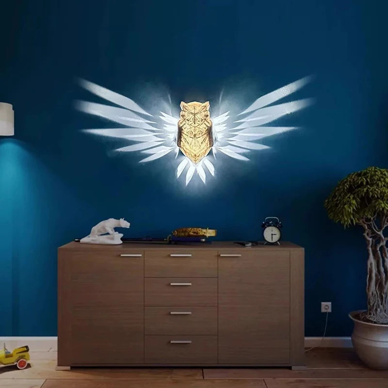 Modern Creative Bird Wall Lamp Owl Eagle Shape Projector Atmosphere Sconce Light 3D Print Body Home Decor Animal Lighting Lustre