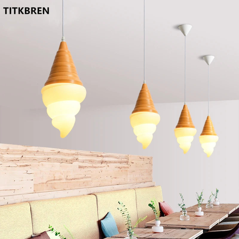 Dessert Shop Ice Cream Cones Pendant Lights Creative Children Bedroom Bedside Hanging Lamp Kids Room Fixture Suspension Lighting