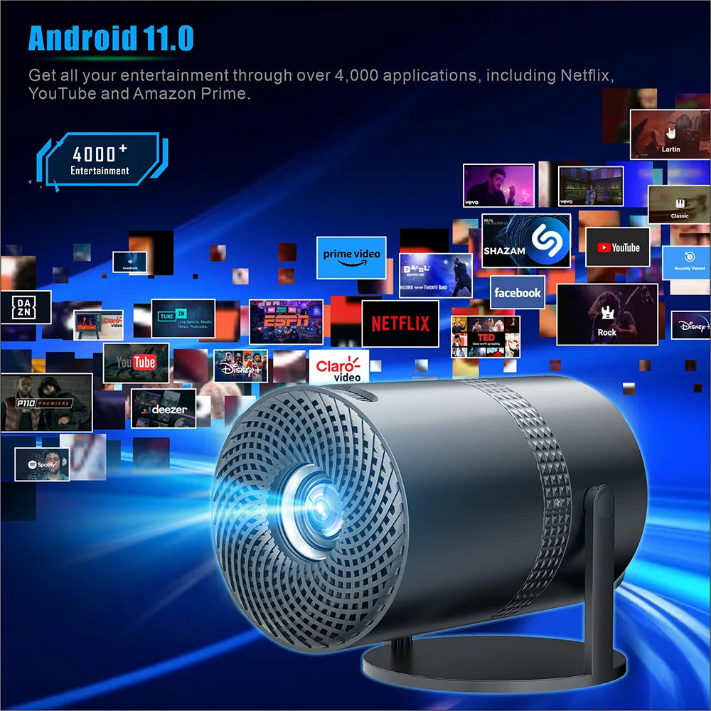 Salange Projector 4K Movie HD TV HDMI P300 Android 11 Wifi 200ANSI BT5.1 720P Office Home Theater Mini Portable Outdoor Cinema