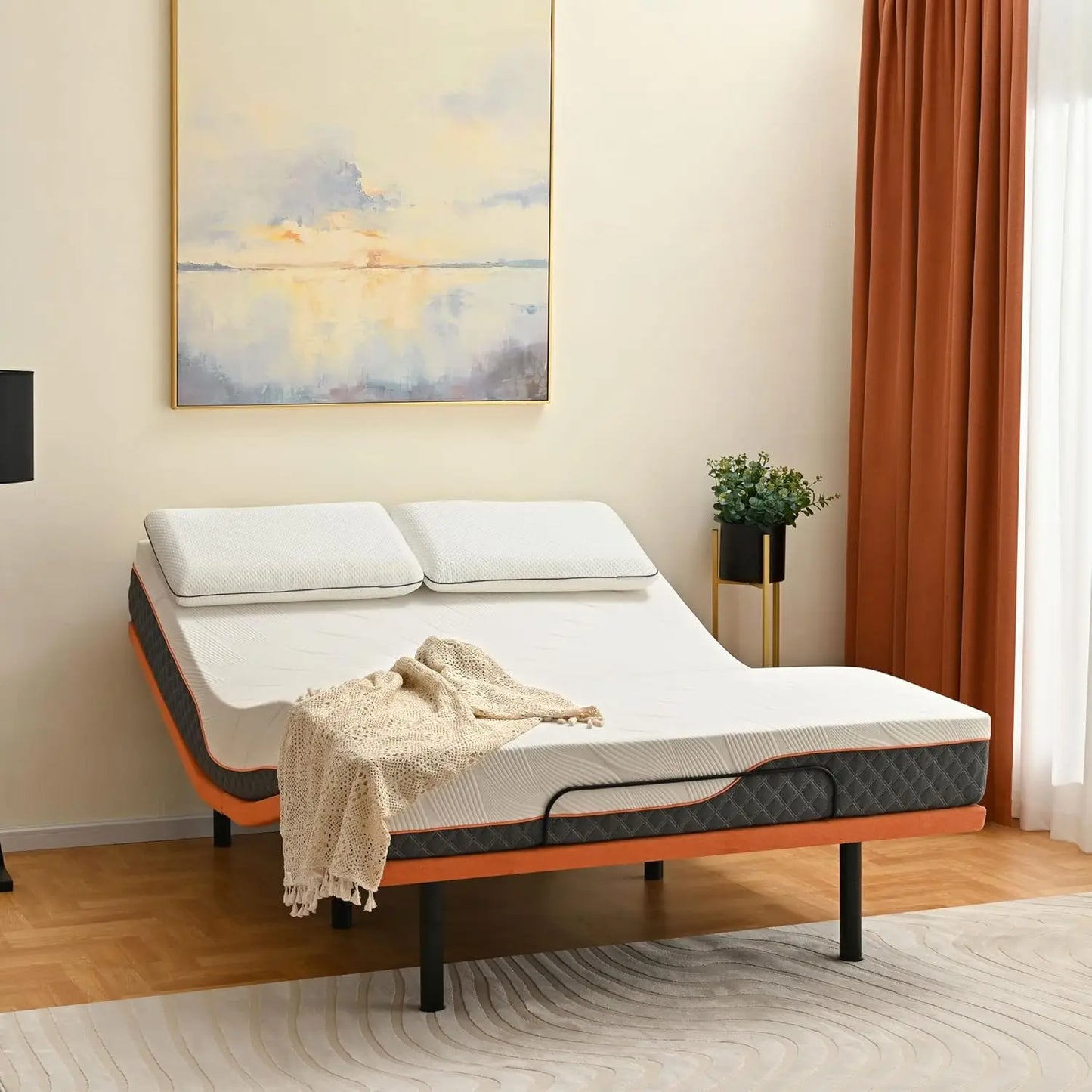 King Adjustable Bed Frame Base - Easy to Install in 5 Minutes, Massage, Wireless Remote ,Full/Twin-XL/Queen/King optional