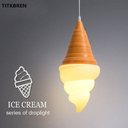 Dessert Shop Ice Cream Cones Pendant Lights Creative Children Bedroom Bedside Hanging Lamp Kids Room Fixture Suspension Lighting