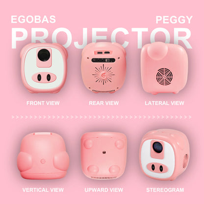 2024 New Children Portable Mini Projector, EGOBAS Peggy Pro with Wifi Bluetooth 300 ANSI Auto Keystone, 5G WiFi Home Projector