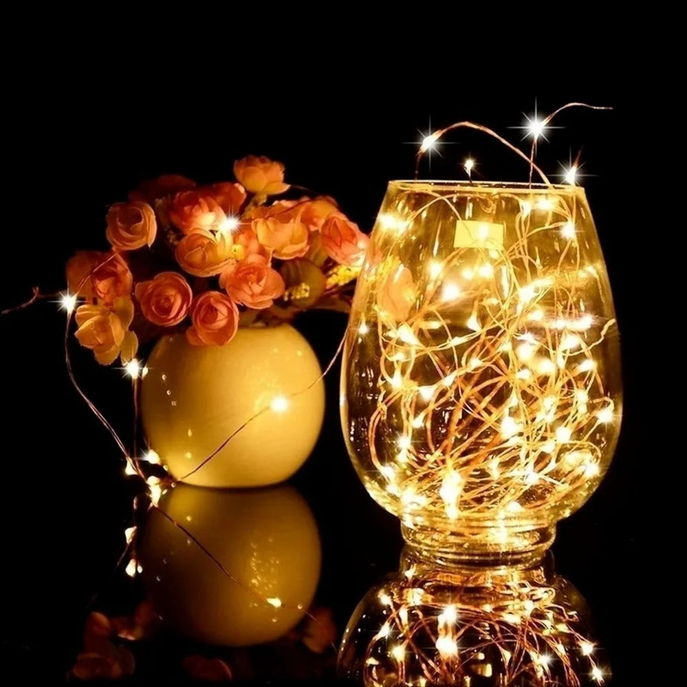 10pcs 6pcs Copper Wire LED String Lights Holiday Fairy Lights Garland Christmas Tree Decor Wedding Party DIY Natal Navidad 2022