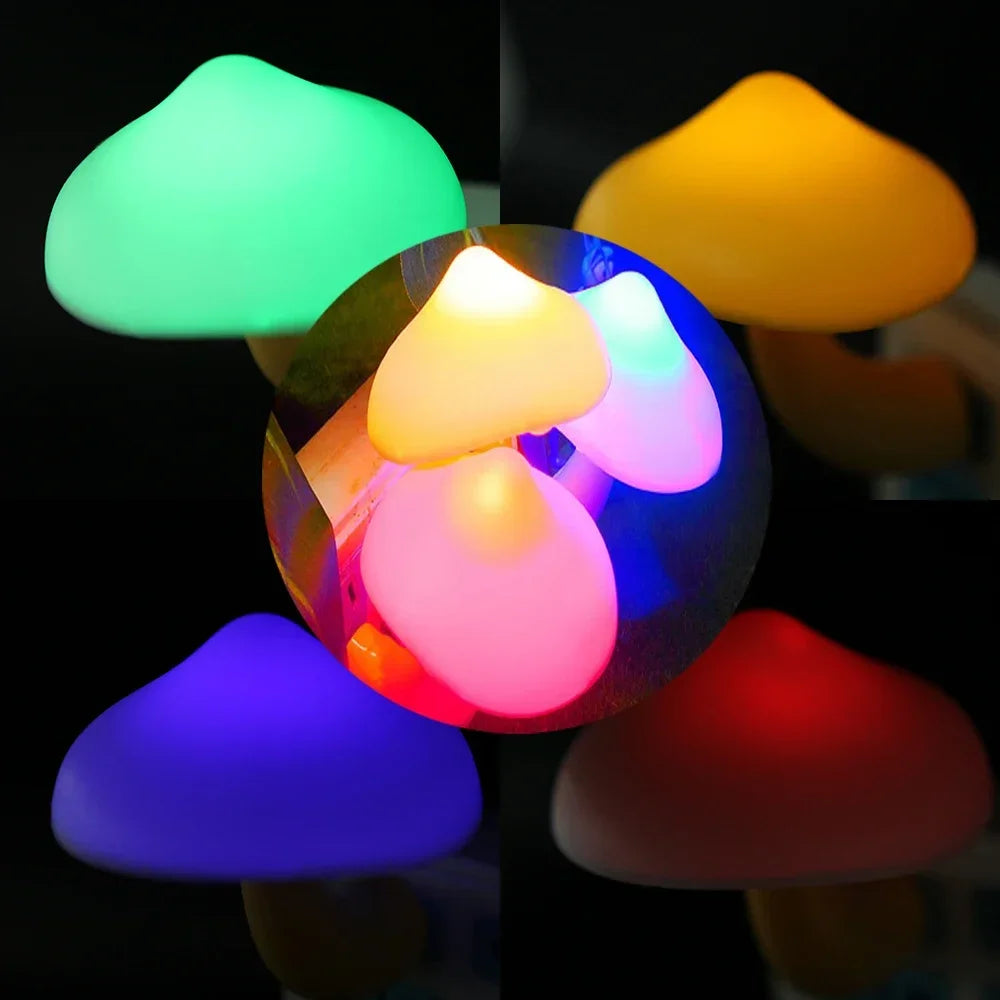 Christmas Gift LED Night Lights Mushroom Shape Automatic Sensor Bedroom Decor Wall Lamps for Kid Room Bedside Lamp US/EU Plug