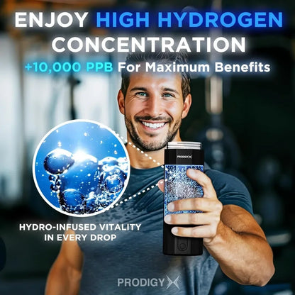 Hydrogen Water Bottle - Portable Hydrogen Generator, 10,000ppb Potency, Thick Bottle  - Premium Bottle AUS OWNED