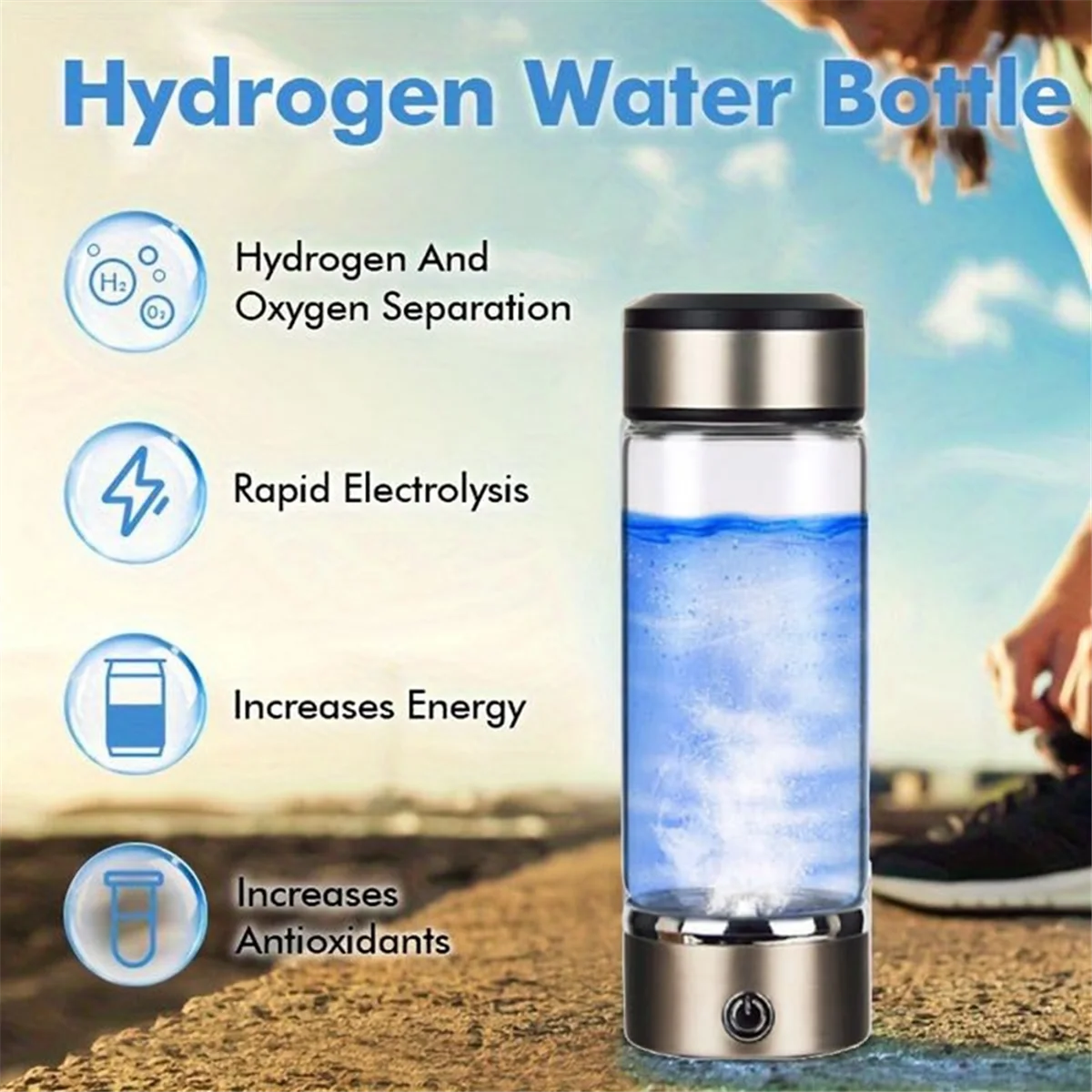 420Ml[2Pack]Hydrogen Water Bottle, Portable Hydrogen Water Ionizer Machine,USB Rechargeable Hydrogen Water Generator