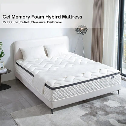 10 Inch Queen Mattress in a Box, Gel Memory Foam, Individually Wrapped Pocket Coils Springs for Motion Isolation