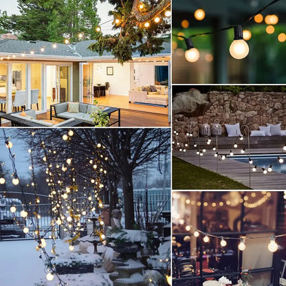 G40 Outdoor String Lights E12 Socket 25FT 65FT TP44 Frosted Led Light Bulb Connectable US EU Plug Fairy Light Chain For Wedding