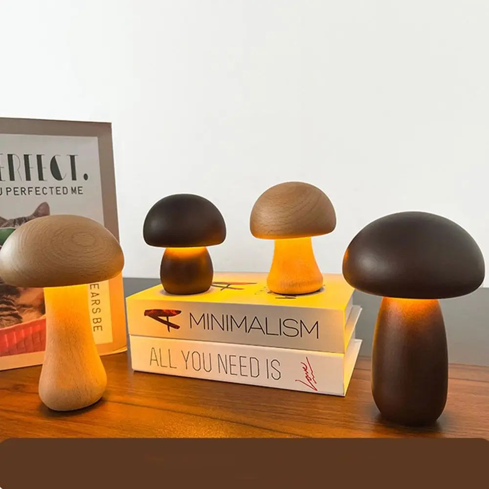 Wooden Wooden Mushroom Night Light With Touch Switch Bedroom Light Room Sleeping Night Lamps Mushroom