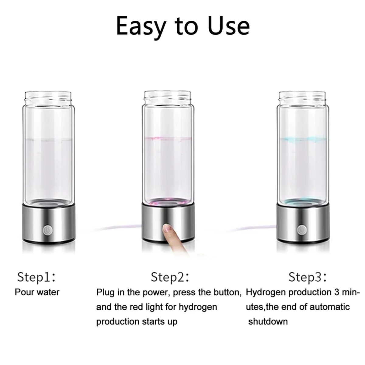 420Ml[2Pack]Hydrogen Water Bottle, Portable Hydrogen Water Ionizer Machine,USB Rechargeable Hydrogen Water Generator