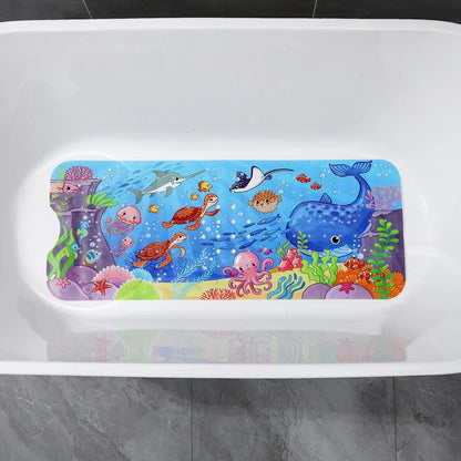 Cute Cartoon Tub Mat Sea World Anti-Skid Shower Bathtub Mats with Sucker Non-Slip Bath Mat Soft Pad Kid's Elder Carpet Rug