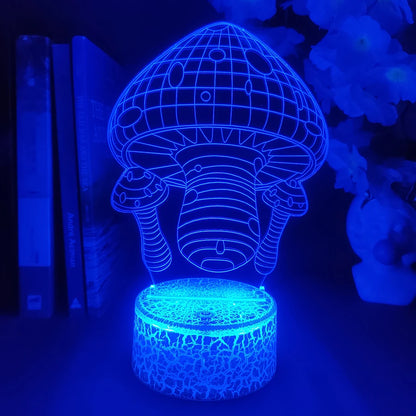 Cute Mushroom Lamp 3D Acrylic Hologram Nightlight for Kids Bedroom Bedside Table Decorative Lights Mushroom Desk Lamps Xmas Gift