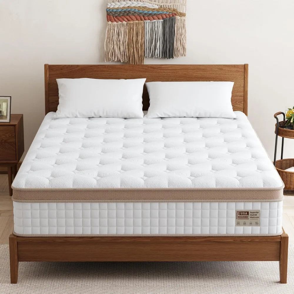 Queen Mattress, 14 Inch Hybrid Mattress in A Box with Gel Memory Foam Pocket Spring Motion Isolation