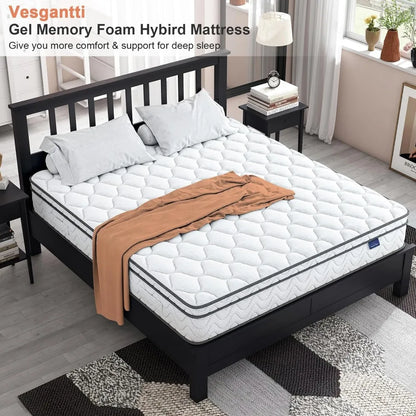 Queen Mattress, 10 Inch Hybrid Mattress with Memory Foam & Pocket Spring, Ergonomic Design for Pressure Relief