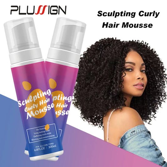 Plussign 200Ml Sculpting Curly Hair Mousse Moisturizing Frizz-Free Curl No Flaking Hair Foam Mousse For Styling Curly Hair