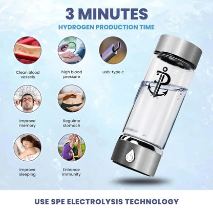 Hydrogen Water Bottle, with SPE PEM Technology Water Ionizer, Improve Water Quality in 3 Min, Suitable for Home, Office, Travel