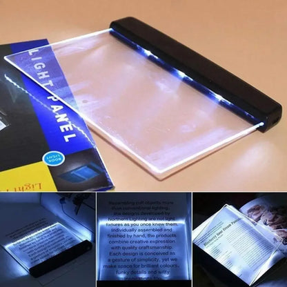 Flat Book Light Page Book Light for Reading In Bed At Night Clear LED Book Full Page Light Illuminator Panel Plate Lamp Board