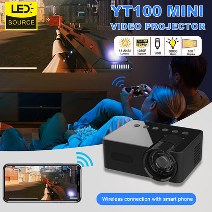 Mini Portable Projector YT100 Full HD1080P Mobile Video Wifi Smart Home Theater Wireless Same Screen for IOS Android