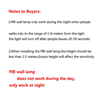 Outdoor Waterproof IP65 Wall Lamp  Porch Light 90-260V Garden lamp Decoration PIR Motion Sensor Night indoor Outdoor Wall light