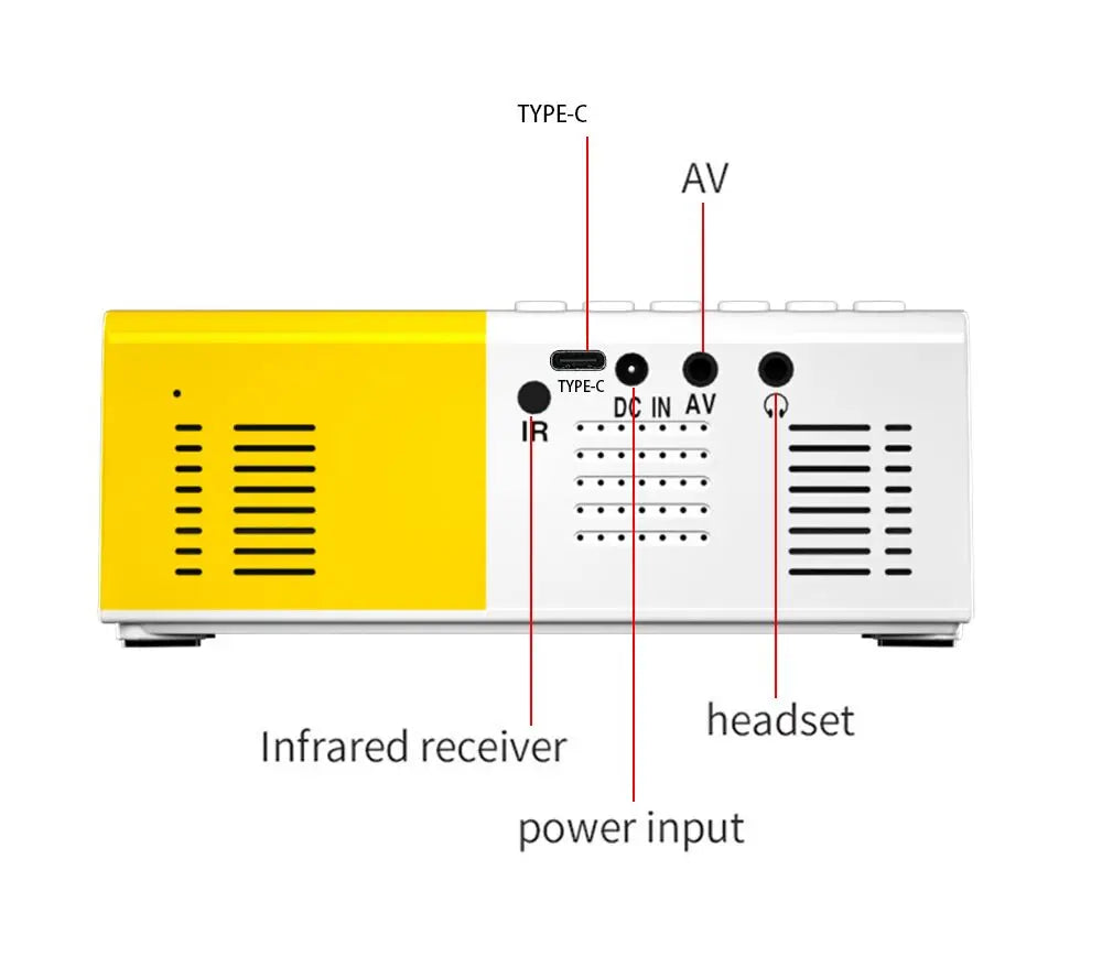 Salange J9Pro Mini Projector LED Home Media Player Audio Portable Proyectors 480x360 Pixels Supports 1080P HDMI USB Video Beamer