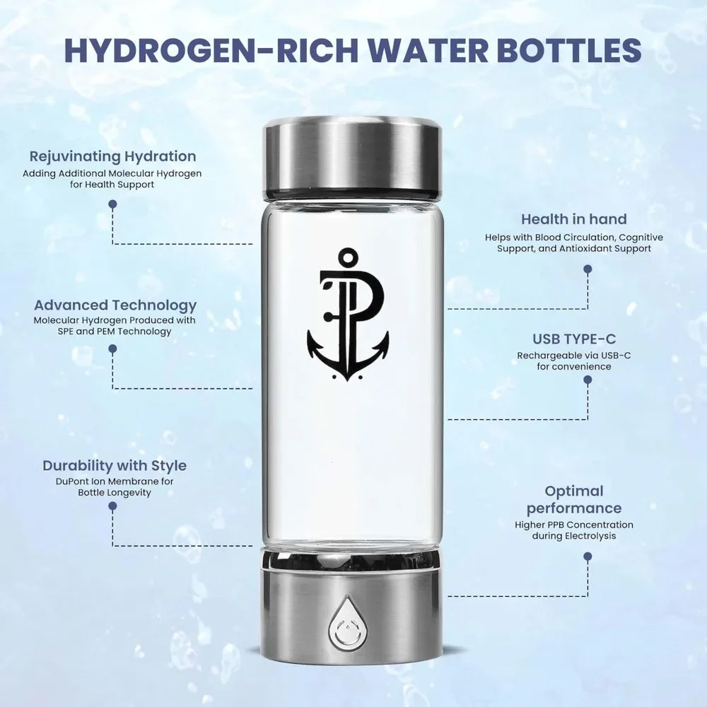 Hydrogen Water Bottle, with SPE PEM Technology Water Ionizer, Improve Water Quality in 3 Min, Suitable for Home, Office, Travel