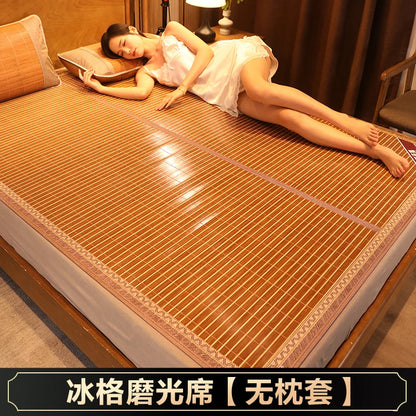 Cool mat bamboo mat summer naked sleeping student dormitory mattress foldable ice silk mat dual-use double-sided household