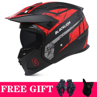 Retro Motorcycle Riding Helmet Men's and Women's Motorcycle Combination Full Helmet Pull Half Helmet Universal DOT Four Seasons