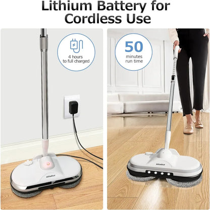 Electric Mop for Floor Cleaning,  Electric Spin Mop, Electric Mop with Water Sprayer and LED Headlight